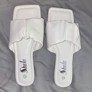 White Square Toe Sandals